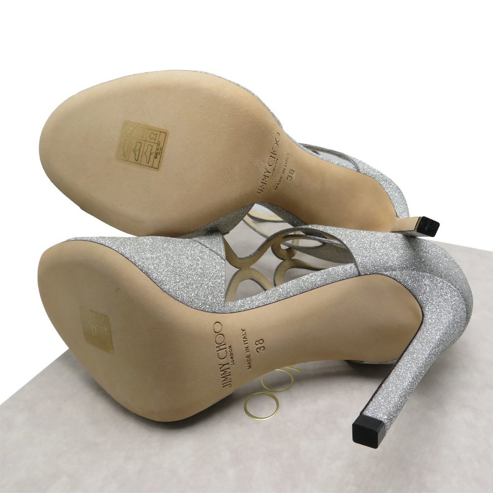 JIMMY CHOO Women's LANG Glitter Sandals - Picture 7 of 7